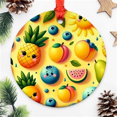 Fruits Fresh Sweet Pattern Ornament (round) by Ravend