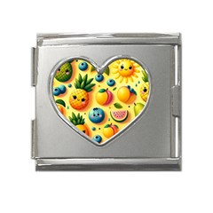 Fruits Fresh Sweet Pattern Mega Link Heart Italian Charm (18mm) by Ravend