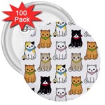 Cat Kitten Seamless Pattern 3  Buttons (100 pack)  Front