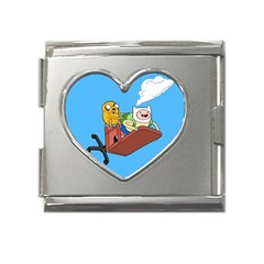 Cartoon Adventure Time Jake And Finn Mega Link Heart Italian Charm (18mm) by Sarkoni