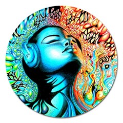 Color Detail Dream Fantasy Neon Psychedelic Teaser Magnet 5  (round) by Sarkoni