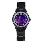 Egyptian Pyramids Night Landscape Cartoon Stainless Steel Round Watch Front