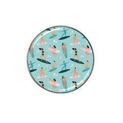 Beach Surfing Surfers With Surfboards Surfer Rides Wave Summer Outdoors Surfboards Seamless Pattern Hat Clip Ball Marker (4 Pack) by Bedest