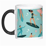 Beach Surfing Surfers With Surfboards Surfer Rides Wave Summer Outdoors Surfboards Seamless Pattern Morph Mug Left