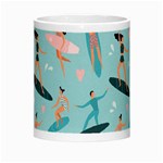 Beach Surfing Surfers With Surfboards Surfer Rides Wave Summer Outdoors Surfboards Seamless Pattern Morph Mug Center