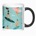 Beach Surfing Surfers With Surfboards Surfer Rides Wave Summer Outdoors Surfboards Seamless Pattern Morph Mug Right