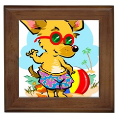 Beach Chihuahua Dog Pet Animal Framed Tile by Sarkoni