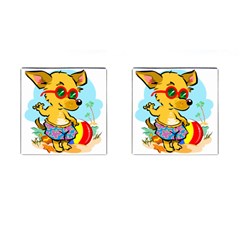 Beach Chihuahua Dog Pet Animal Cufflinks (square) by Sarkoni