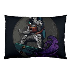 Illustration Astronaut Cosmonaut Paying Skateboard Sport Space With Astronaut Suit Pillow Case by Ndabl3x