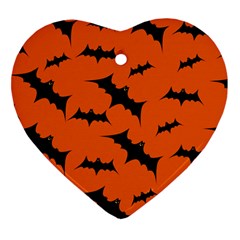 Halloween Card With Bats Flying Pattern Ornament (heart) by Hannah976