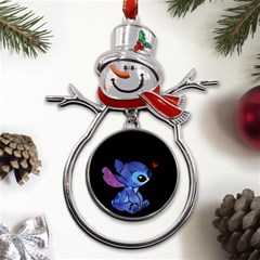 Stitch Love Cartoon Cute Space Metal Snowman Ornament by Bedest