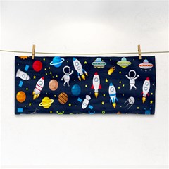 Big Set Cute Astronauts Space Planets Stars Aliens Rockets Ufo Constellations Satellite Moon Rover V Hand Towel by Hannah976