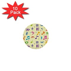 Seamless Pattern Musical Note Doodle Symbol 1  Mini Buttons (10 Pack)  by Hannah976