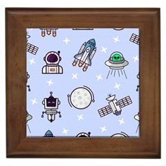 Seamless Pattern With Space Theme Framed Tile by Hannah976