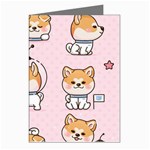 Set Kawaii Smile Japanese Dog Akita Inu Cartoon Greeting Cards (Pkg of 8) Left