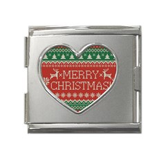 Merry Christmas  Pattern Mega Link Heart Italian Charm (18mm) by artworkshop