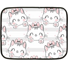 Cat With Bow Pattern Two Sides Fleece Blanket (mini) by Hannah976