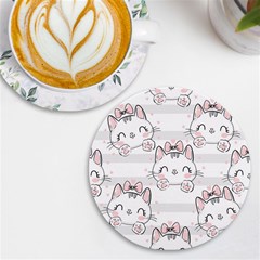 Cat With Bow Pattern Uv Print Round Tile Coaster by Hannah976