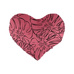 Pink Monstera Standard 16  Premium Heart Shape Cushions by ConteMonfrey