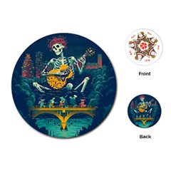 Grateful Dead Singing Skeleton Playing Cards Single Design (round) by Bedest