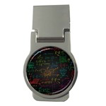 Mathematical Colorful Formulas Drawn By Hand Black Chalkboard Money Clips (Round)  Front