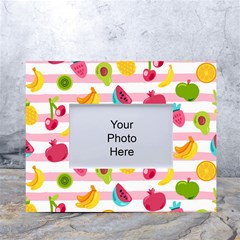 Tropical Fruits Berries Seamless Pattern White Tabletop Photo Frame 4 x6  by Ravend