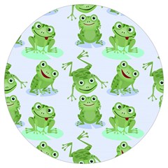 Cute Green Frogs Seamless Pattern Round Trivet by Ravend