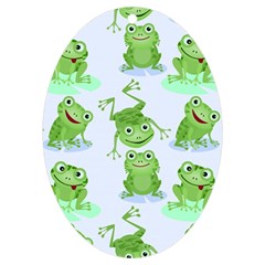 Cute Green Frogs Seamless Pattern Uv Print Acrylic Ornament Oval by Ravend