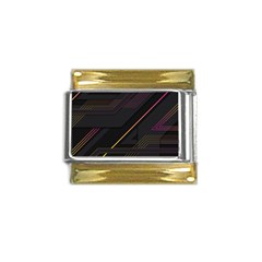 Gradient Geometric Shapes Dark Background Gold Trim Italian Charm (9mm) by Apen