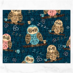 Seamless Pattern Owls Dreaming Rectangular Jigsaw Puzzl by Apen