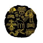 Golden Indian Traditional Signs Symbols Standard 15  Premium Flano Round Cushions Back