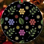 Embroidery Seamless Pattern With Flowers UV Print Acrylic Ornament Round Front