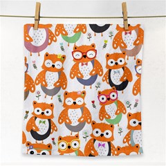 Cute Colorful Owl Cartoon Seamless Pattern Face Towel by Apen