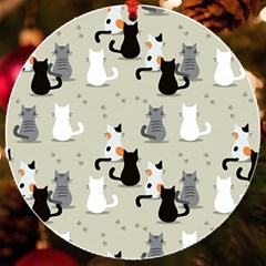 Cute Cat Seamless Pattern Uv Print Acrylic Ornament Round by Ravend