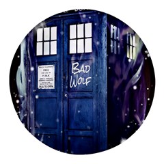 Bad Wolf Tardis Doctor Who Round Glass Fridge Magnet (4 Pack) by Cendanart