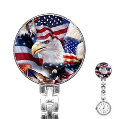 United States Of America Images Independence Day Stainless Steel Nurses Watch by Ket1n9