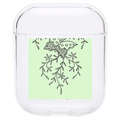 Illustration Of Butterflies And Flowers Ornament On Green Background Hard Pc Airpods 1/2 Case by Ket1n9