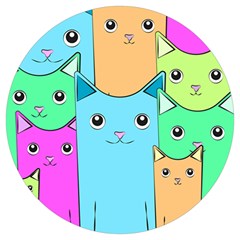 Cat Animals Cartoon Pattern Round Trivet by Cendanart