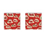 Christmas New Year Seamless Pattern Cufflinks (Square) Front(Pair)