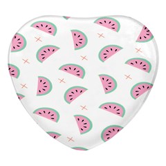 Fresh Watermelon Slices Texture Heart Glass Fridge Magnet (4 Pack) by Ket1n9