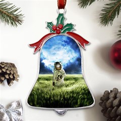 Astronaut Metal Holly Leaf Bell Ornament by Ket1n9