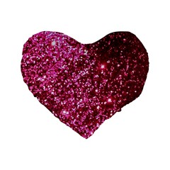 Pink Glitter Standard 16  Premium Heart Shape Cushions by Hannah976