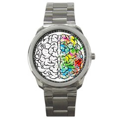 Brain Mind Psychology Idea Drawing Sport Metal Watch by Ndabl3x