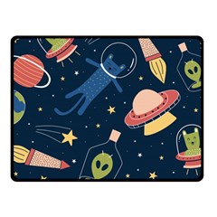 Seamless Pattern With Funny Alien Cat Galaxy Fleece Blanket (small) by Ndabl3x