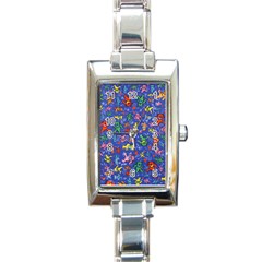 Grateful Dead Bears Pattern Rectangle Italian Charm Watch by Cendanart