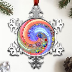 Swirl Vortex Emoji Cyclone Motion Metal Small Snowflake Ornament by Paksenen