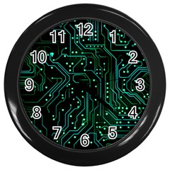 Circuits Circuit Board Green Wall Clock (black) by Ndabl3x