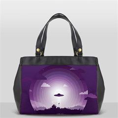 Ufo Illustration Style Minimalism Silhouette Oversize Office Handbag (2 Sides) by Cendanart