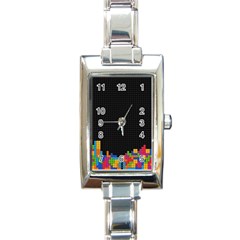 Tetris Game Rectangle Italian Charm Watch by Cendanart