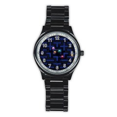 Retro Games Stainless Steel Round Watch by Cendanart